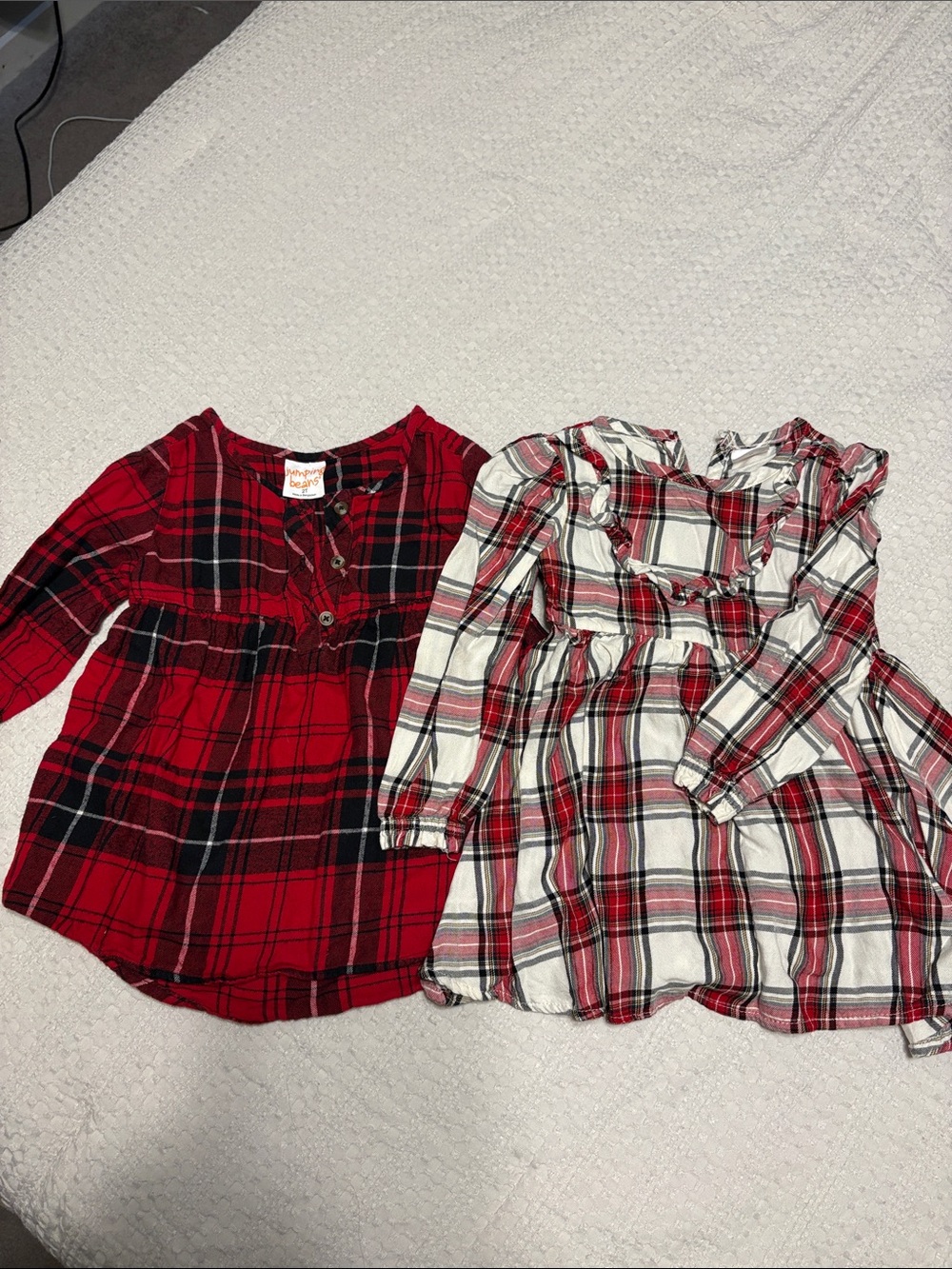 Kids Red Plaid Long-Sleeve Tunic Top - Red Plaid